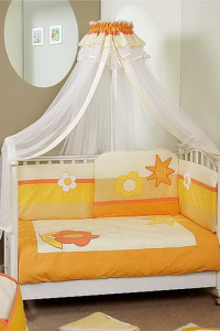 Комплект постельный Feretti Sun Flower Terzetto, антибактериальный, постельное белье для детской кроватки: 3 элемента