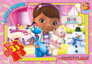 Пазлы G-Toys Микс картинок, 35 элементов, с плакатом