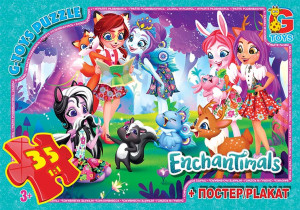 Пазлы G-Toys Микс картинок, 35 элементов, с плакатом