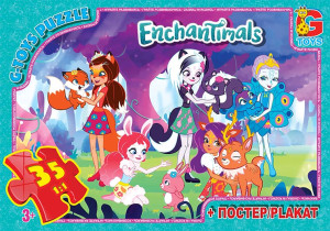 Пазлы G-Toys Микс картинок, 35 элементов, с плакатом