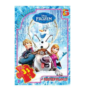 Пазлы G-Toys Микс картинок, 35 элементов, с плакатом
