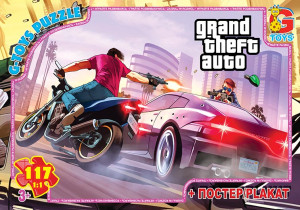 Пазлы G-Toys Микс картинок, 117 элементов, с плакатом