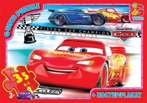 Пазлы G-Toys Микс картинок, 35 элементов, с плакатом