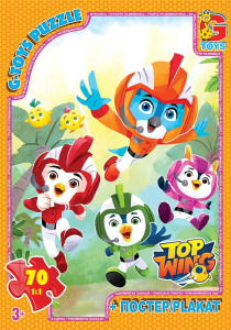 Пазлы G-Toys Микс картинок, 70 элементов, с плакатом