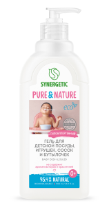 Гель для мытья детской посуды, игрушек, сосок и бутылочек Synergetic baby, универсальный, 0m+, 500мл