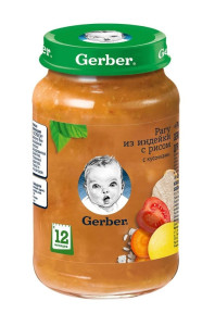 Пюре детское Gerber рагу из индейки с рисом, 12m+, 190 гр.