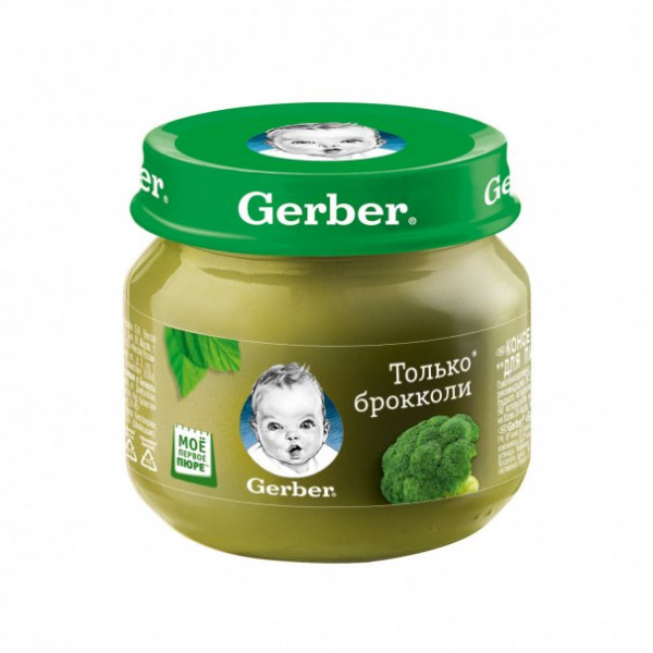Пюре детское Gerber брокколи, 4m+, 80 гр