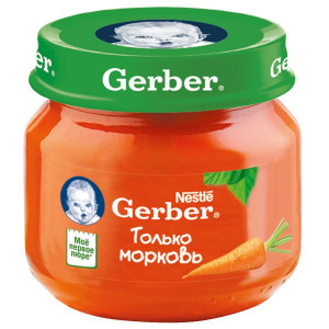 Пюре детское Gerber морковь, 4m+, 80 гр