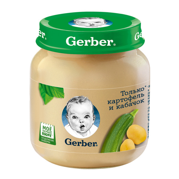Пюре детское Gerber картофель-кабачок, 6m+, 130 гр