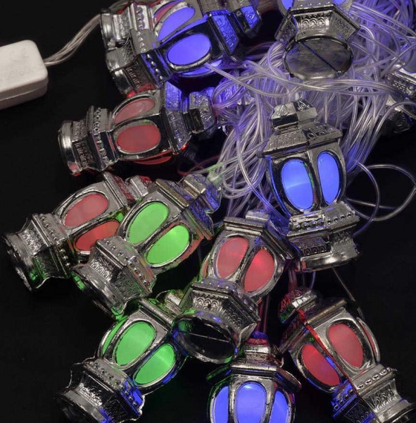 Гирлянда светодиодная 1616-54 LED Фонарик, прозрачный провод, длина 5м, IP44 + переходник