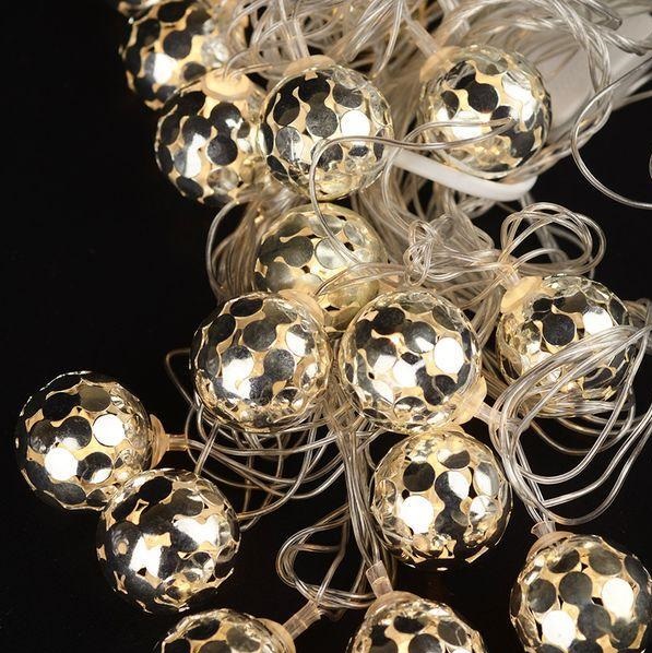 Гирлянда светодиодная 1661 LED, Мячик золото, прозрачный провод, длина 5м, IP44 + переходник