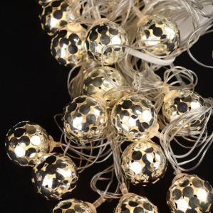Гирлянда светодиодная 1661 LED, Мячик золото, прозрачный провод, длина 5м, IP44 + переходник