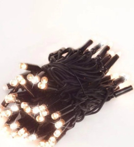 Гирлянда уличная 100 LED, FLASH, длина 10м, черный провод, IP40 + переходник