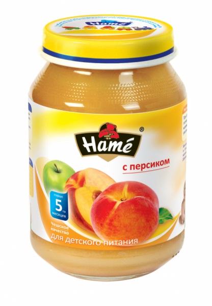 Пюре детское Hame Яблоко с персиком, 5m+, 190 гр.
