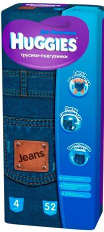 Трусики Huggies Little Walkers Boy Jeans №4 (9-14кг) 52шт., подгузники для мальчиков