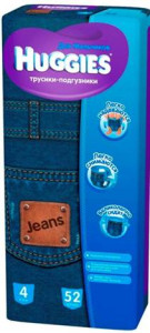 Трусики Huggies Little Walkers Boy Jeans №4 (9-14кг) 52шт., подгузники для мальчиков