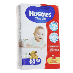 Подгузники Huggies Classic №3 (4-9 кг) 58шт.