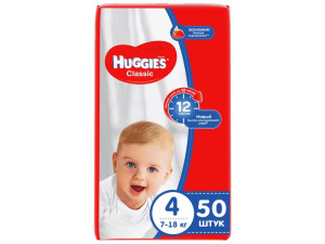 Подгузники Huggies Classic №4 (7-18 кг) 50шт.