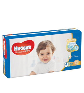 Подгузники Huggies Ultra Comfort №4 (8-14 кг) 50 шт., унисекс, сделано в Европе