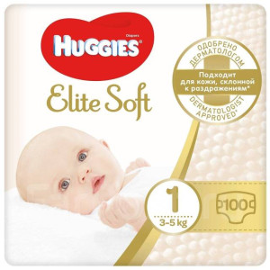 Подгузники Huggies Elite soft NewBorn №1 (3-5 кг), 100шт.