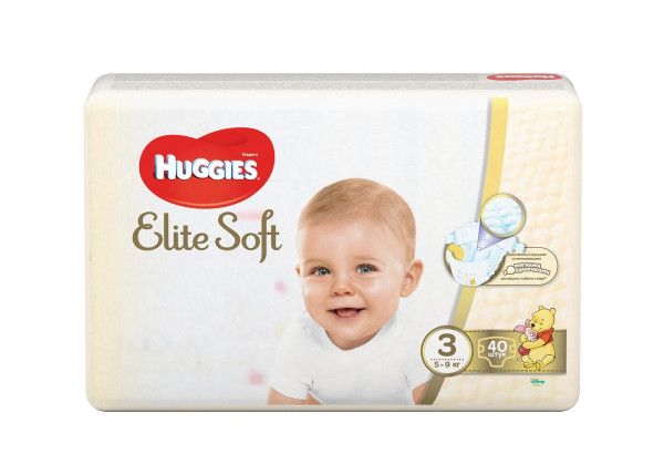 Подгузники Huggies Elite soft №3 (5-9кг) 40шт.
