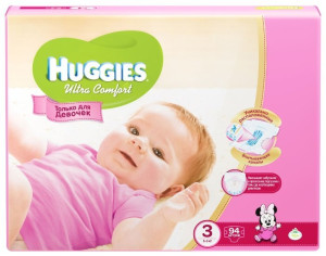 Подгузники Huggies Ultra Comfort Girl №3 (5-9 кг) 94шт. для девочек
