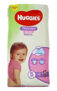 Трусики Huggies Pants для девочек №5 (12-17 кг), 48шт.