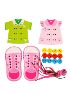 Игра развивающая Шнуровка Одежда, дерево