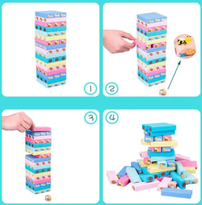 Игра настольная Дженга, Животные, дерево