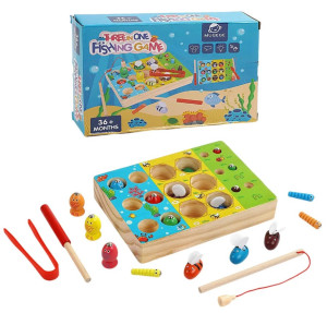 Игровой набор Mugege Рыбалка 3в1, деревянный, на магнитах