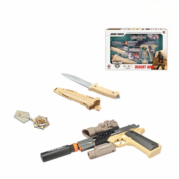 Игровой набор Essa Toys Пустынная война, пистолет/нож/медаль, со звуком