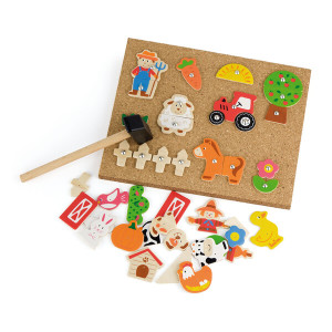 Пазлы деревянные Viga Ферма, с молотком и гвоздиками