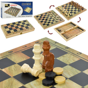 Игровой набор CHESS XQ630-3 Шахматы/шашки/нарды, деревянный, 3 в 1