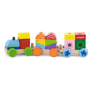 Игрушка деревянная Viga 50534 Поезд-пирамидка, с кубиками