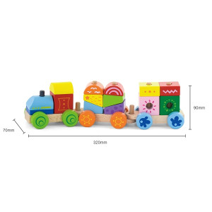 Игрушка деревянная Viga 50534 Поезд-пирамидка, с кубиками