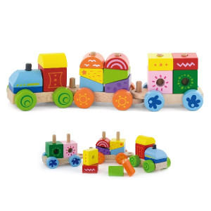 Игрушка деревянная Viga 50534 Поезд-пирамидка, с кубиками