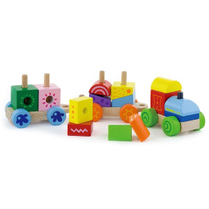 Игрушка деревянная Viga 50534 Поезд-пирамидка, с кубиками