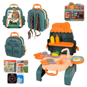 Игровой набор Кухня 3в1, с посудой и продуктами, в рюкзаке