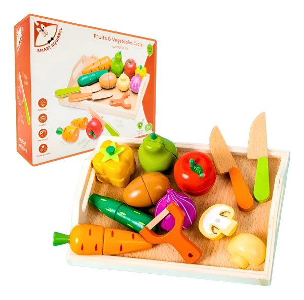 Игровой набор деревянные Овощи на магните, поднос/нож, 12 предметов