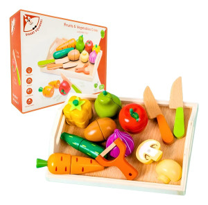Игровой набор деревянные Овощи на магните, поднос/нож, 12 предметов