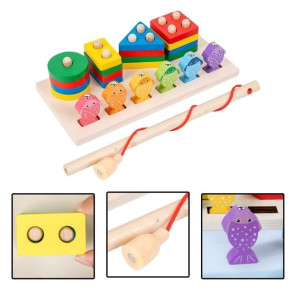 Игровой набор Сортер Геометрические Фигуры, с рыбалкой, деревянный