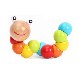 Игрушка развивающая Монтессори-Гусеница, деревянная, 18,5см