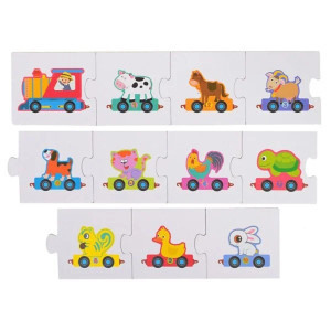 Игрушка развиваюшая Qiyi  Поезд с животными, дерево, с 18мес