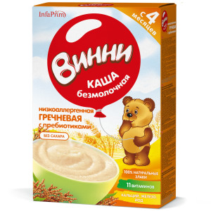 Каша безмолочная Винни Гречневая низкоаллергенная, 4m+, 200 гр