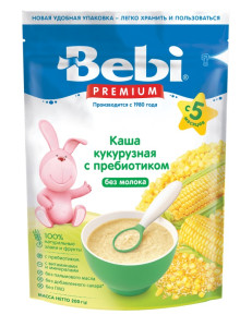 Каша безмолочная Bebi Premium Кукурузная с пребиотиком, 5m+, 200 гр