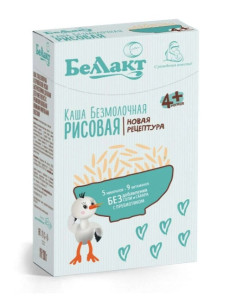 Каша безмолочная Беллакт Рисовая, новая рецептура, 4m+, 200 гр