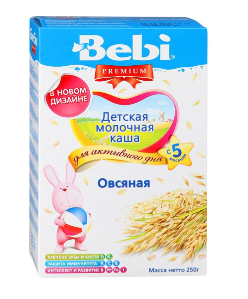 Каша молочная Bebi Premium Овсяная, 5m+, 250 гр.