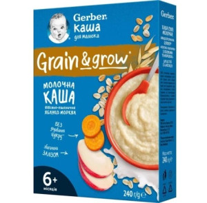 Каша молочная Gerber Овсяно-пшеничная с яблоком и морковью, 6m+, 240 гр