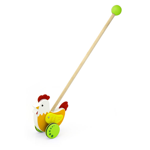 Игрушка каталка Viga 50964 Курочка, на палке, деревянная