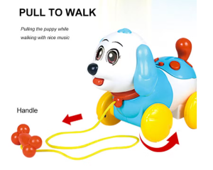 Каталка на веревке Pull Line Dog Щенок, свет/звук